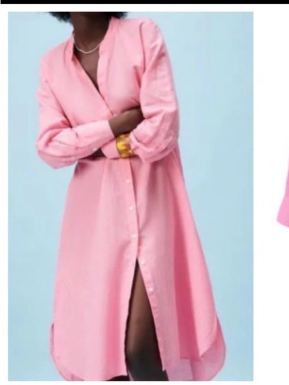 Zara Pink Long Sleeve Button-Front Shirt Dress - Picture 1 of 4